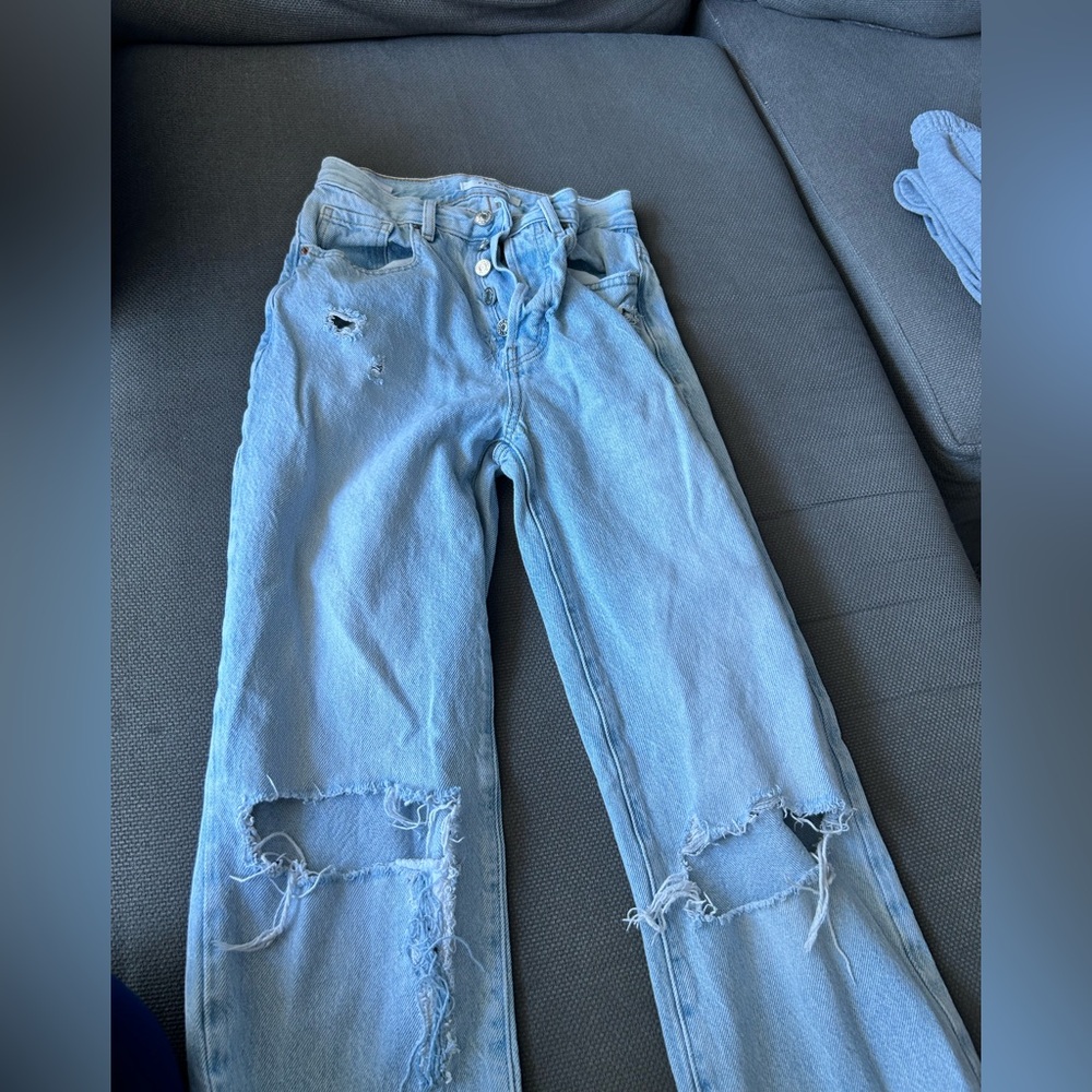 PAC Sun Casual Light Blue Distressed Boyfriend Jeans size 23 dad jeans